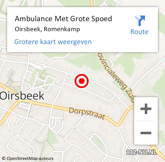 Locatie op kaart van de 112 melding: Ambulance Met Grote Spoed Naar Oirsbeek, Romenkamp op 28 mei 2014 18:35