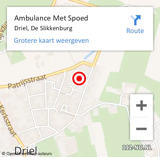 Locatie op kaart van de 112 melding: Ambulance Met Spoed Naar Driel, De Slikkenburg op 28 december 2020 00:24