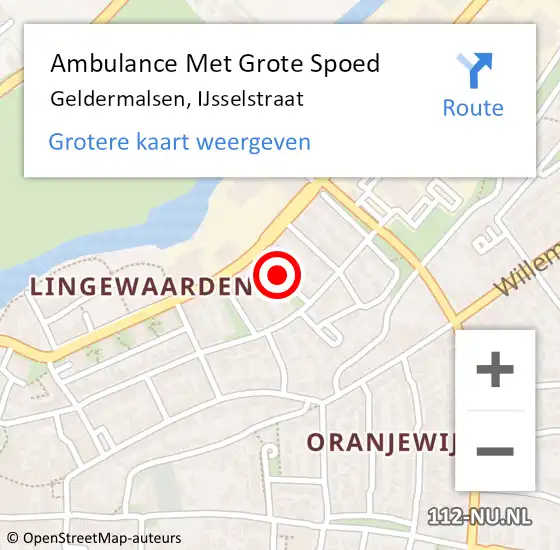 Locatie op kaart van de 112 melding: Ambulance Met Grote Spoed Naar Geldermalsen, IJsselstraat op 28 december 2020 01:09