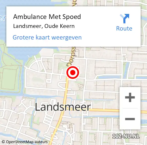 Locatie op kaart van de 112 melding: Ambulance Met Spoed Naar Landsmeer, Oude Keern op 28 december 2020 01:13