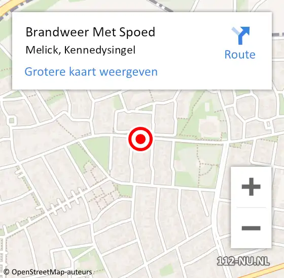 Locatie op kaart van de 112 melding: Brandweer Met Spoed Naar Melick, Kennedysingel op 28 december 2020 01:28