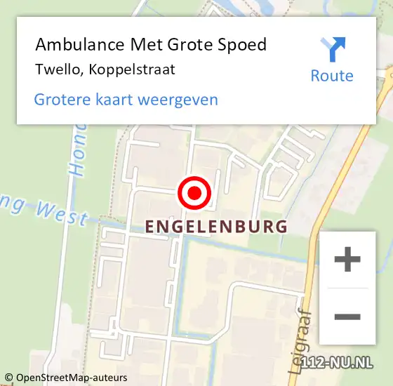 Locatie op kaart van de 112 melding: Ambulance Met Grote Spoed Naar Twello, Koppelstraat op 28 mei 2014 18:42