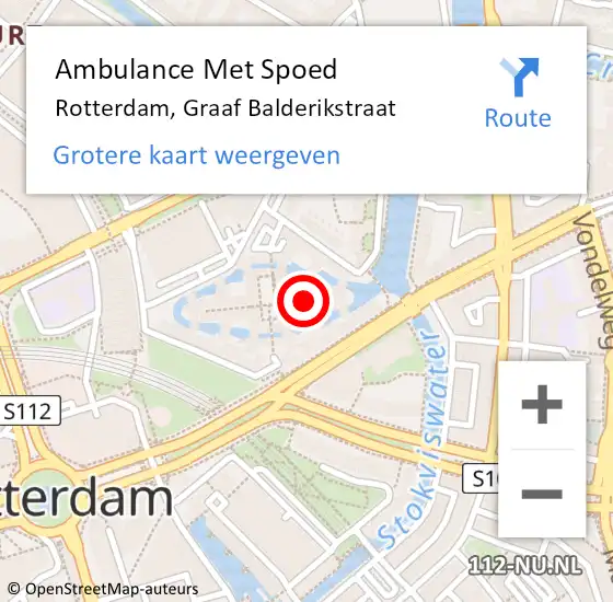 Locatie op kaart van de 112 melding: Ambulance Met Spoed Naar Rotterdam, Graaf Balderikstraat op 28 december 2020 05:44