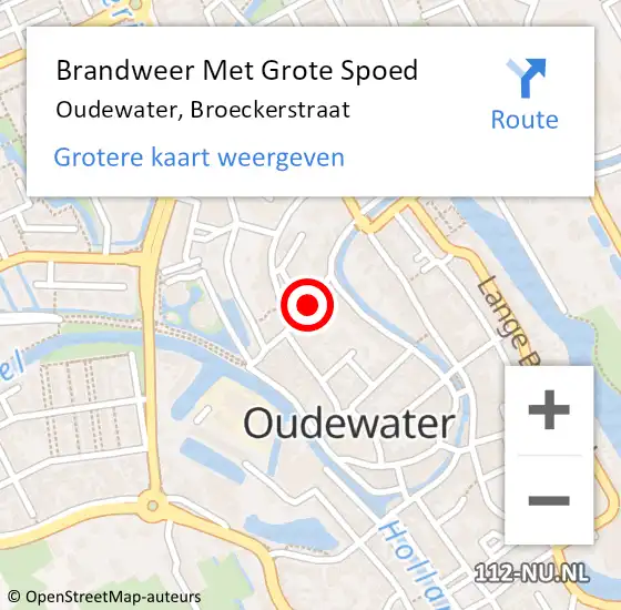 Locatie op kaart van de 112 melding: Brandweer Met Grote Spoed Naar Oudewater, Broeckerstraat op 28 december 2020 08:19