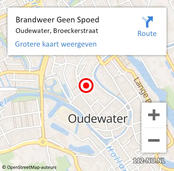 Locatie op kaart van de 112 melding: Brandweer Geen Spoed Naar Oudewater, Broeckerstraat op 28 december 2020 08:19