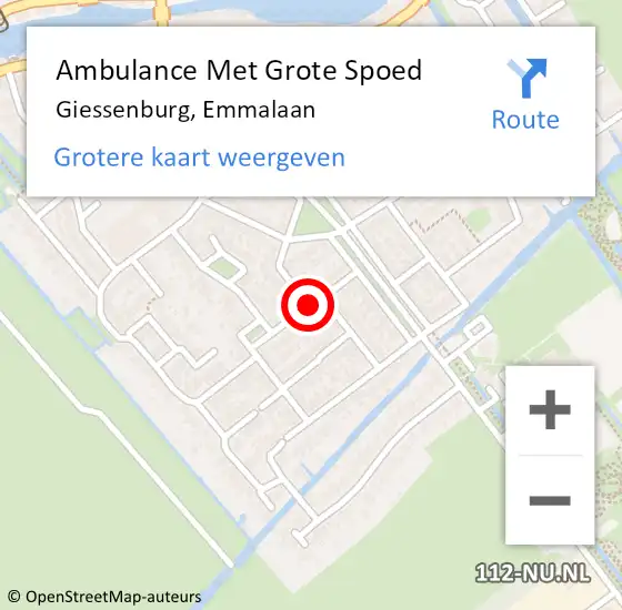 Locatie op kaart van de 112 melding: Ambulance Met Grote Spoed Naar Giessenburg, Emmalaan op 28 december 2020 09:26