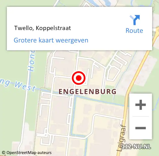 Locatie op kaart van de 112 melding:  Twello, Koppelstraat op 28 mei 2014 19:04