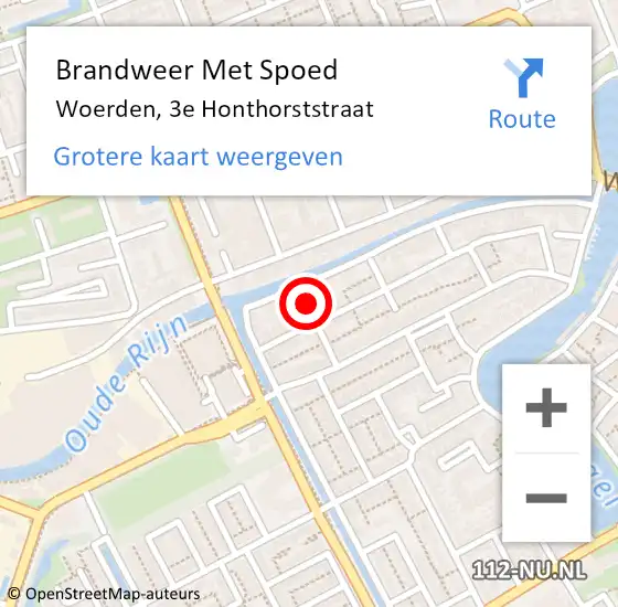 Locatie op kaart van de 112 melding: Brandweer Met Spoed Naar Woerden, 3e Honthorststraat op 28 mei 2014 19:06