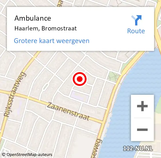 Locatie op kaart van de 112 melding: Ambulance Haarlem, Bromostraat op 28 december 2020 12:40