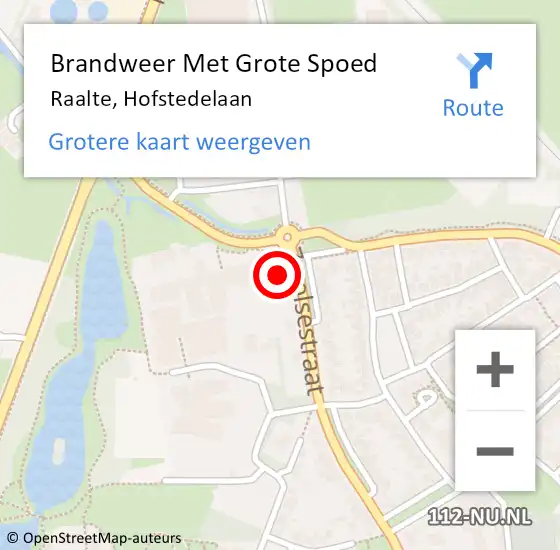 Locatie op kaart van de 112 melding: Brandweer Met Grote Spoed Naar Raalte, Hofstedelaan op 28 mei 2014 19:35