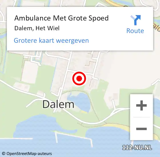 Locatie op kaart van de 112 melding: Ambulance Met Grote Spoed Naar Dalem, Het Wiel op 28 december 2020 13:54