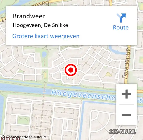 Locatie op kaart van de 112 melding: Brandweer Hoogeveen, De Snikke op 28 december 2020 14:03