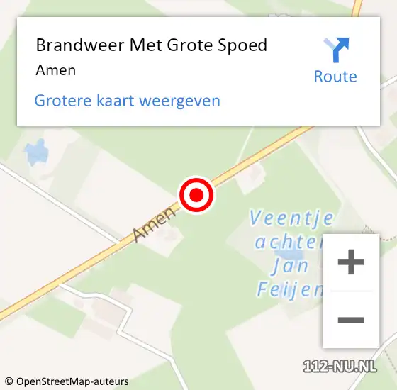 Locatie op kaart van de 112 melding: Brandweer Met Grote Spoed Naar Amen op 28 december 2020 15:01