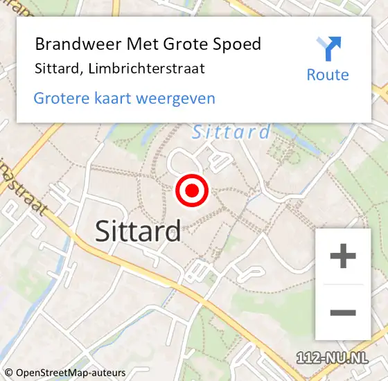 Locatie op kaart van de 112 melding: Brandweer Met Grote Spoed Naar Sittard, Limbrichterstraat op 28 december 2020 16:30