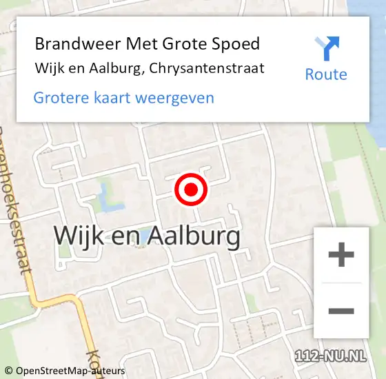 Locatie op kaart van de 112 melding: Brandweer Met Grote Spoed Naar Wijk en Aalburg, Chrysantenstraat op 28 december 2020 16:52