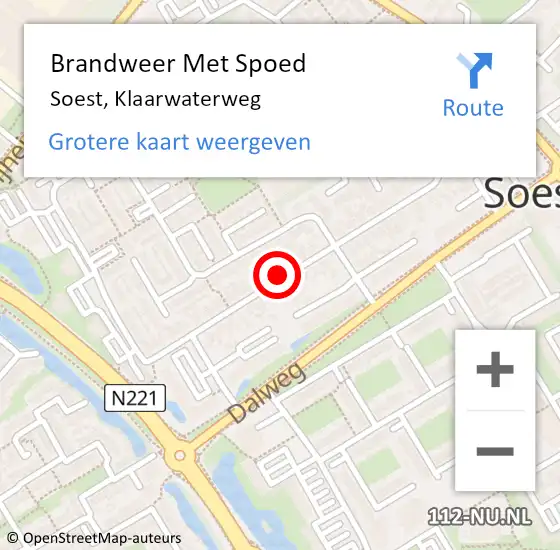 Locatie op kaart van de 112 melding: Brandweer Met Spoed Naar Soest, Klaarwaterweg op 28 december 2020 17:37