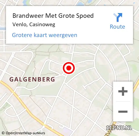 Locatie op kaart van de 112 melding: Brandweer Met Grote Spoed Naar Venlo, Casinoweg op 28 december 2020 17:42