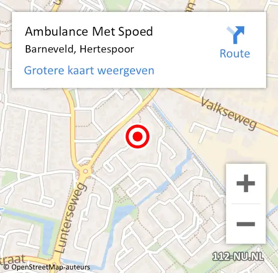 Locatie op kaart van de 112 melding: Ambulance Met Spoed Naar Barneveld, Hertespoor op 28 december 2020 18:00