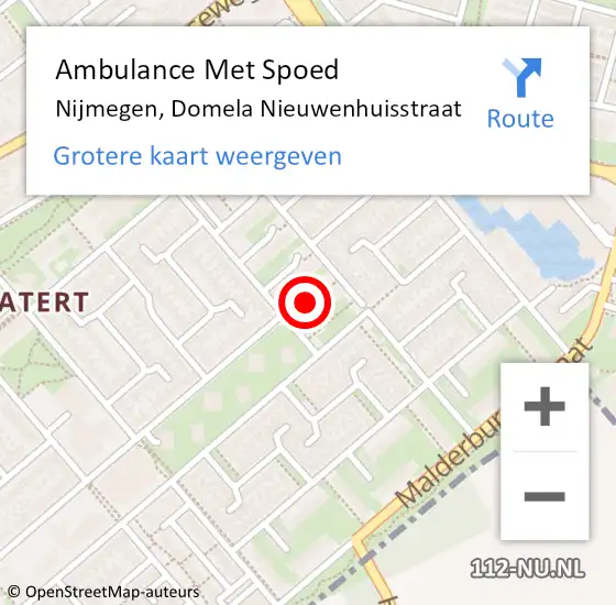 Locatie op kaart van de 112 melding: Ambulance Met Spoed Naar Nijmegen, Domela Nieuwenhuisstraat op 28 december 2020 19:23