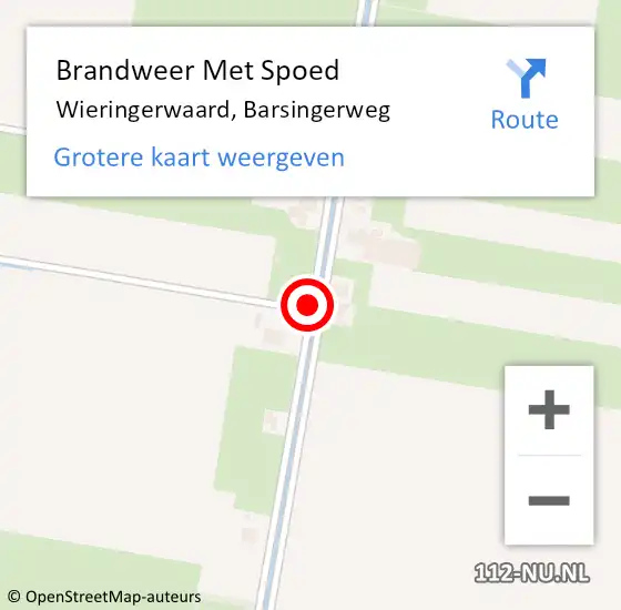 Locatie op kaart van de 112 melding: Brandweer Met Spoed Naar Wieringerwaard, Barsingerweg op 28 december 2020 19:42