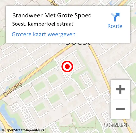 Locatie op kaart van de 112 melding: Brandweer Met Grote Spoed Naar Soest, Kamperfoeliestraat op 28 december 2020 19:50