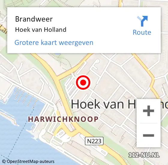 Locatie op kaart van de 112 melding: Brandweer Hoek van Holland op 28 december 2020 20:38