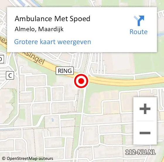 Locatie op kaart van de 112 melding: Ambulance Met Spoed Naar Almelo, Maardijk op 28 december 2020 21:28