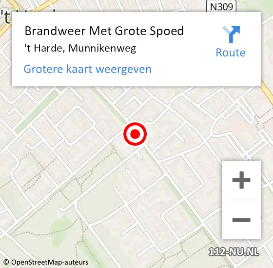 Locatie op kaart van de 112 melding: Brandweer Met Grote Spoed Naar 't Harde, Munnikenweg op 28 december 2020 21:57