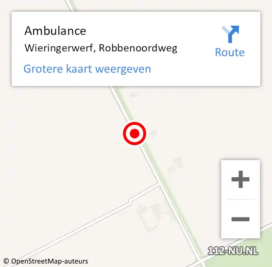 Locatie op kaart van de 112 melding: Ambulance Wieringerwerf, Robbenoordweg op 29 december 2020 00:00