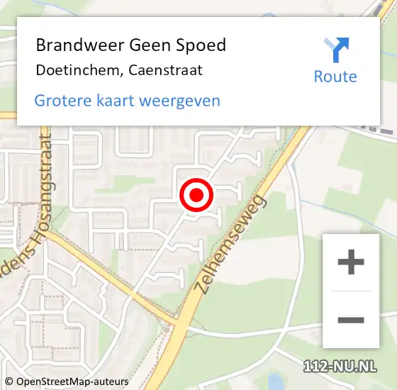 Locatie op kaart van de 112 melding: Brandweer Geen Spoed Naar Doetinchem, Caenstraat op 29 december 2020 00:02