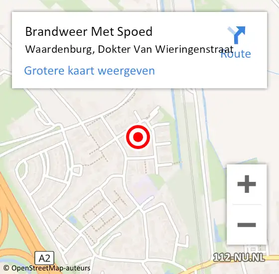 Locatie op kaart van de 112 melding: Brandweer Met Spoed Naar Waardenburg, Dokter Van Wieringenstraat op 29 december 2020 00:06