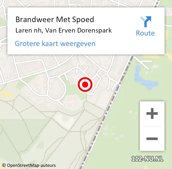 Locatie op kaart van de 112 melding: Brandweer Met Spoed Naar Laren nh, Van Erven Dorenspark op 29 december 2020 00:29