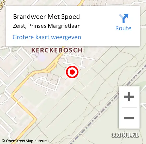 Locatie op kaart van de 112 melding: Brandweer Met Spoed Naar Zeist, Prinses Margrietlaan op 29 december 2020 01:06