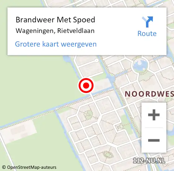 Locatie op kaart van de 112 melding: Brandweer Met Spoed Naar Wageningen, Rietveldlaan op 29 december 2020 02:37