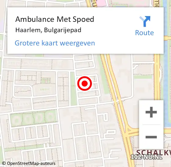 Locatie op kaart van de 112 melding: Ambulance Met Spoed Naar Haarlem, Bulgarijepad op 29 december 2020 10:20