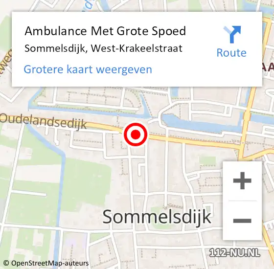 Locatie op kaart van de 112 melding: Ambulance Met Grote Spoed Naar Sommelsdijk, West-Krakeelstraat op 28 mei 2014 22:01