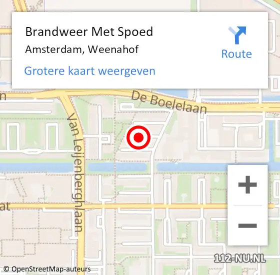 Locatie op kaart van de 112 melding: Brandweer Met Spoed Naar Amsterdam, Weenahof op 29 december 2020 13:08
