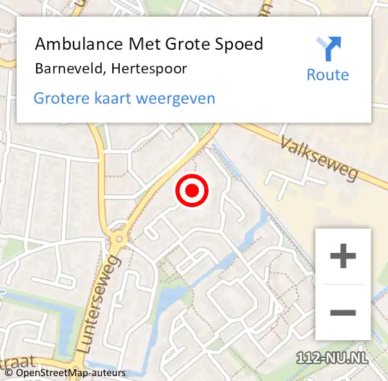 Locatie op kaart van de 112 melding: Ambulance Met Grote Spoed Naar Barneveld, Hertespoor op 29 december 2020 13:15