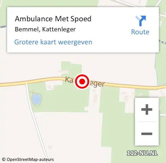 Locatie op kaart van de 112 melding: Ambulance Met Spoed Naar Bemmel, Kattenleger op 29 december 2020 13:33