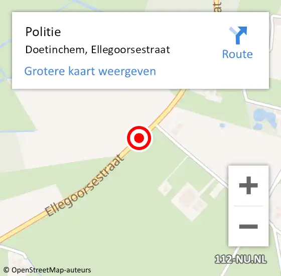 Locatie op kaart van de 112 melding: Politie Doetinchem, Ellegoorsestraat op 29 december 2020 14:08