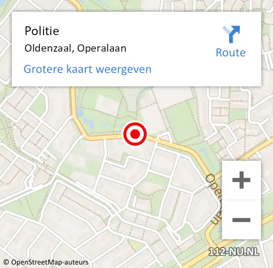 Locatie op kaart van de 112 melding: Politie Oldenzaal, Operalaan op 29 december 2020 15:01