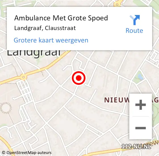 Locatie op kaart van de 112 melding: Ambulance Met Grote Spoed Naar Landgraaf, Clausstraat op 28 mei 2014 22:29