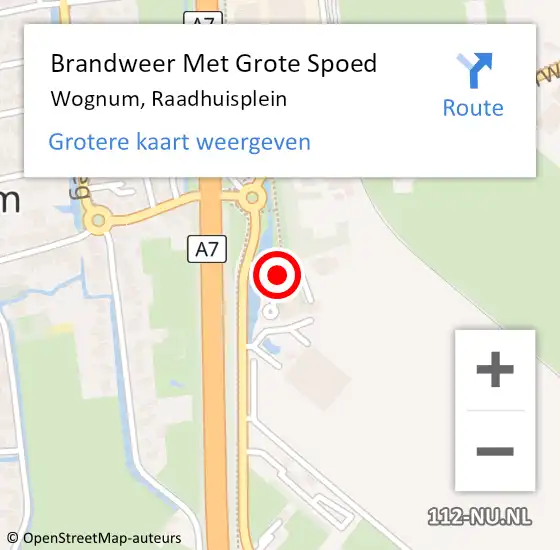 Locatie op kaart van de 112 melding: Brandweer Met Grote Spoed Naar Wognum, Raadhuisplein op 29 december 2020 15:18