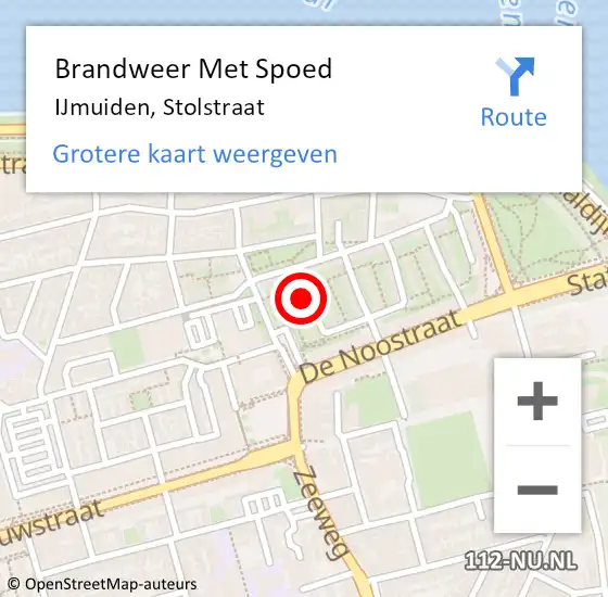 Locatie op kaart van de 112 melding: Brandweer Met Spoed Naar IJmuiden, Stolstraat op 29 december 2020 16:15