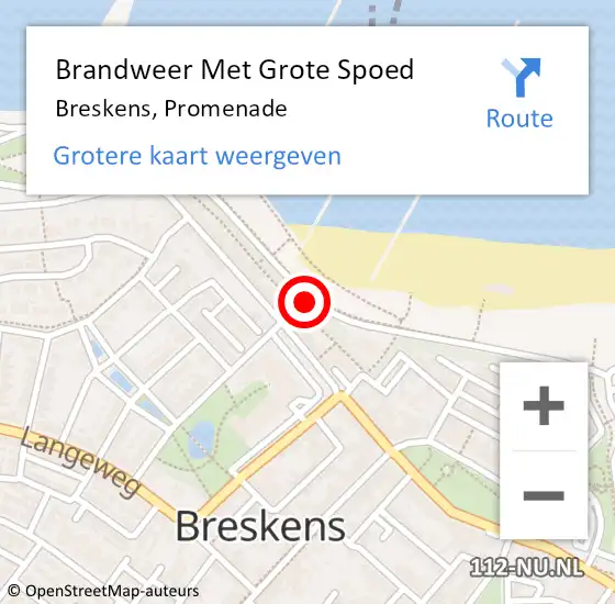 Locatie op kaart van de 112 melding: Brandweer Met Grote Spoed Naar Breskens, Promenade op 29 december 2020 16:28