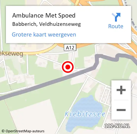 Locatie op kaart van de 112 melding: Ambulance Met Spoed Naar Babberich, Veldhuizenseweg op 29 december 2020 16:54