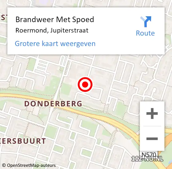 Locatie op kaart van de 112 melding: Brandweer Met Spoed Naar Roermond, Jupiterstraat op 29 december 2020 17:13