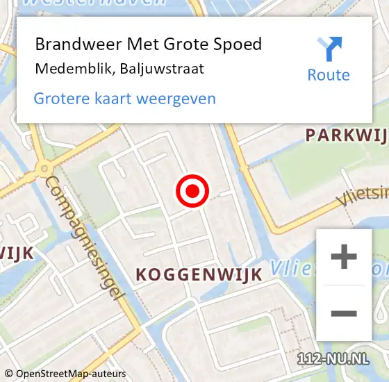 Locatie op kaart van de 112 melding: Brandweer Met Grote Spoed Naar Medemblik, Baljuwstraat op 29 december 2020 20:54