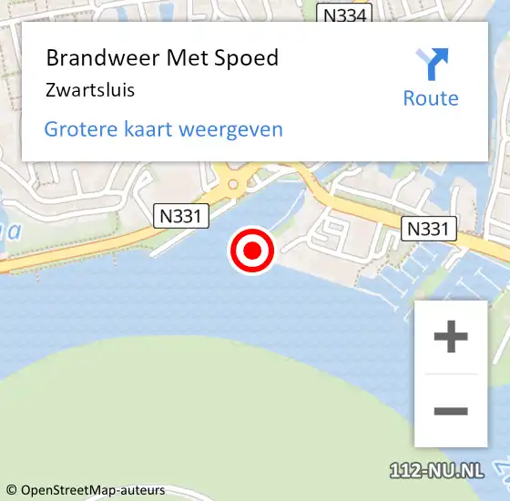 Locatie op kaart van de 112 melding: Brandweer Met Spoed Naar Zwartsluis op 29 december 2020 21:13