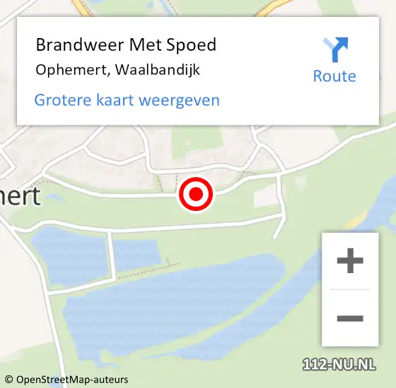 Locatie op kaart van de 112 melding: Brandweer Met Spoed Naar Ophemert, Waalbandijk op 29 december 2020 22:35